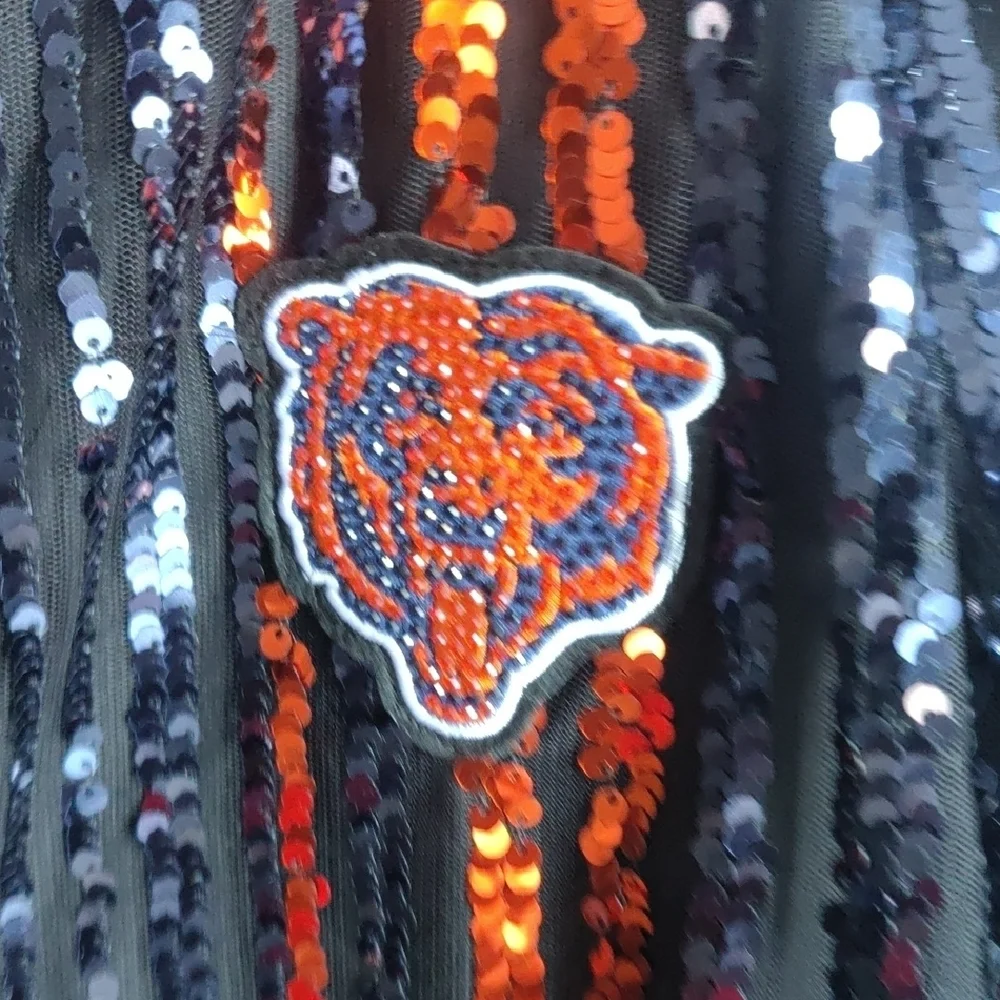 NFL Chicago Bears Blue and Orange Sequin Bomber Jacket - Picture 4 of 8